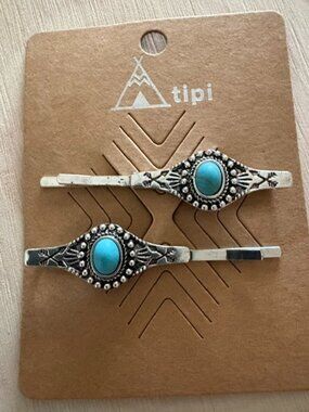 TIPI Western Turquoise Bobby Pin Set of 2 NWT